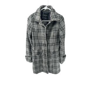 Poetry Clothing Black & White Tweed Plaid Button Down Jacket Women's Size Medium